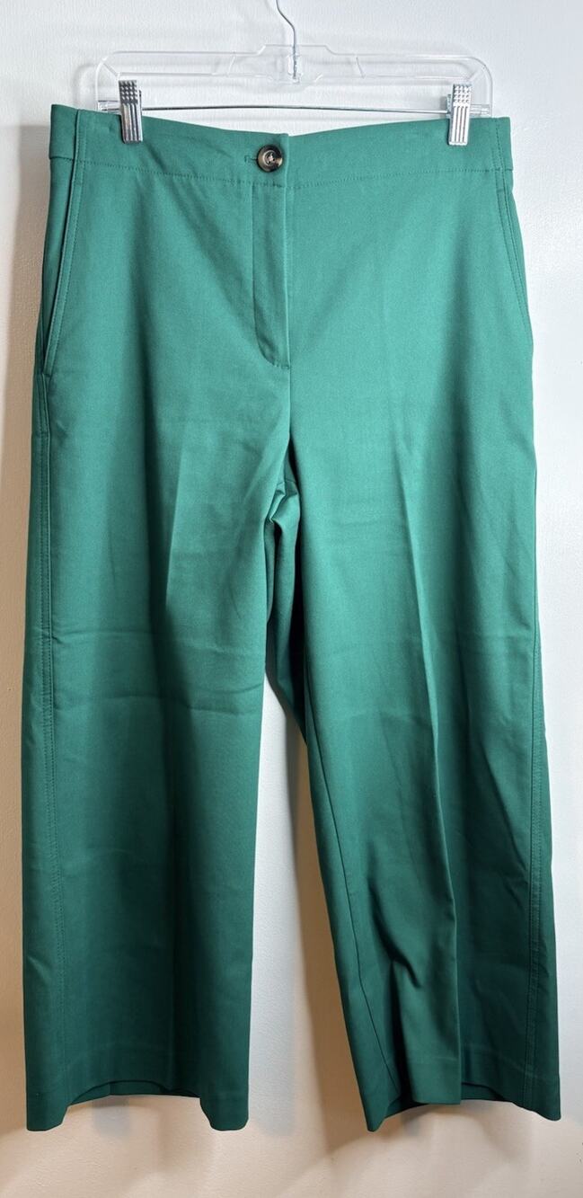 Ann Taylor Kate Curvy Green Crop Pants Stretch Flat Front Career Womens Size 10
